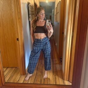 JEJIA Women's Blue Checkered Pants